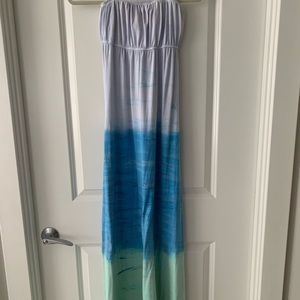 Hardtail Maxi Tube Blue/Green Tie Dye Dress